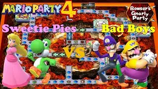 Mario Party 4 - Peach & Yoshi vs Wario & Waluigi - Bowser's Gnarly Party