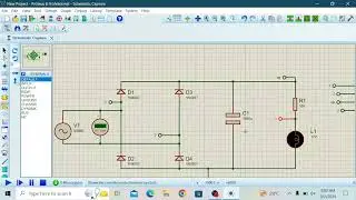 1-phase full wave rectifier with RL load | proteous