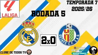 Real Madrid 2x0 Getafe - Rodada 5 - La Liga 25/26 (PES 2021)