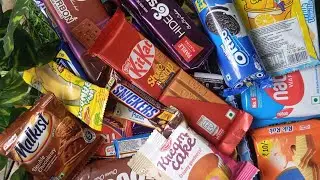 Yummy yummy tasty chocolates malkist,oreo, kitkat, dairy milk, snickers,cake, bourbon 