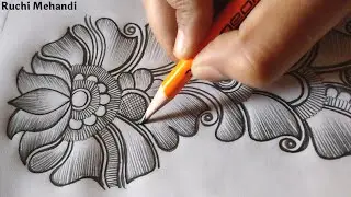 Lotus Pencil Shading Mehandi Design | Beautiful Mehandi Design For Hand's | Ruchi Mehandi 2021