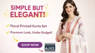 Elegant Peach & White Printed Kurta Set ✨ | Budget Friendly on AJIO