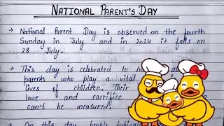 National Parents Day | Write an Essay on National Parents Day