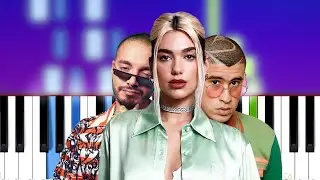 J Balvin, Dua Lipa, Bad Bunny, Tainy - UN D&Iacute;A (ONE DAY) (Piano tutorial)