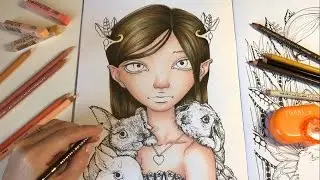 SKIN & HAIR DRAWING WITH COLORED PENCILS | Bunny Keeper - Part 1