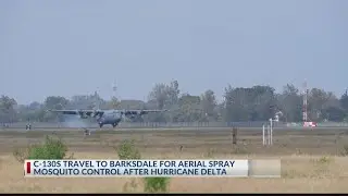 C-130s travel to Barksdale for aerial spray mosquito control efforts following Hurricane Delta