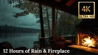 12 Hours of Soothing Rain & Fireplace 🔥🌧️ | Relaxing rain sound | Soul Touching Ambience in 4k UHD