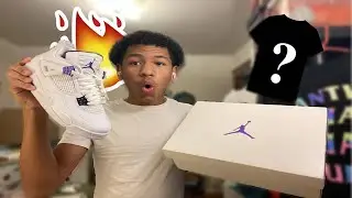 JORDAN 4 &ldquo; METALLIC PURPLE &ldquo; TRY ON-HAUL + VLONE SHIRT 😱🔥 MUST WATCH !!
