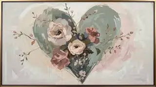 Abstract Floral Heart Oil Painting Valentines Day Framed TV Art Screensaver | Romantic 4K Wall Art