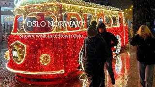 OSLO NORWAY, Virtual Walking Tour🇳🇴❄️ Snowy Walk In OldTown Oslo 4K/60ftp
