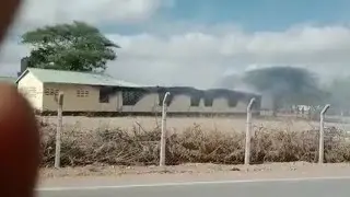 Happening Now: Garissa High School On Fire, Fire Brigade Trying To Put Out The Fire#garissa #school