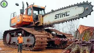 Extreme Dangerous Fastest Big Chainsaw Cutting Tree Machines | Monster Stump Removal Excavator ▶83