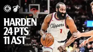James Harden 24 PTS, 8 REB, 11 AST in Win Over Heat Highlights | LA Clippers