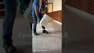 Epoxy Coating over TILE🤯 #coatings #epoxy #concrete #epoxyflooring