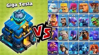 *MAX* Giga Tesla vs All Troops | clash of clans