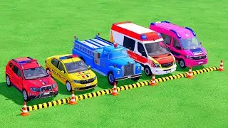 POLICE CARS, FIRE DEPARTMENT, AMBULANCE VEHICLES TRANSPORTING WITH MAN TRUCKS ! Farming Simulator 22