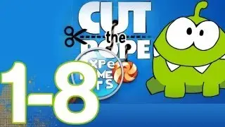 Cut the Rope: Experiments 3 Star Walkthrough Level 1-8 | WikiGameGuides