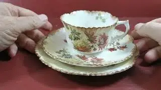 Антикварный фарфор Mintons с цветочным узором, чайная чашка, блюдце и тарелка, трио, улица № 195702