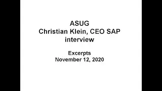 The Analyst Cam: ASUG interview of Christian Klein, CEO of SAP