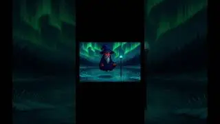 Aurora meditation above the frozen lake | Retro Fantasy RPG Soundtrack for Chill, Rest, Study