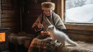 An Elderly Woman Saved a Freezing White Arctic Fox Cub in Siberia - Yakutia Survival ❄️🦊