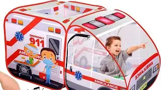 Kiddzery Ambulance Pop-up Play Tent for Kids with Sounds, Doctor Kit & Ball Pit for Toddlers & Up