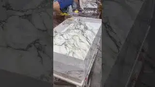Production for the calacatta viola marble plith coffee table. #marbletable #plinth #marblefurniture