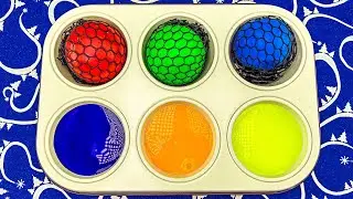 Very Satisfying Video - How to Make Rainbow Slime with Magic Grid Balls in Color Tray Cutting ASMR