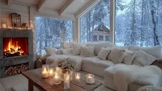 🌨️ HAPPY NEW YEAR 2026 🎇 White Room Piano  Cozy Fire & Snowy Window for Relaxation & Study Foc