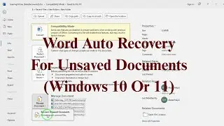 Word Auto Recovery For Unsaved Documents (Windows 10 Or 11)