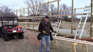 How to Build a Pole Barn - Installing sidewall purlins