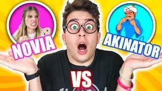 AKINATOR vs NOVIA (Puede MI NOVIA ganar a AKINATOR!?) Adivinando YOUTUBERS challenge!