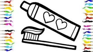 How to draw toothbrush and toothpaste drawing for kids/very simple drawing step by step
