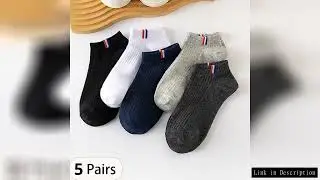 5 Pairs Of Thin Summer Blending Boat Socks Plain Color Mens Casual Socks Breathable Sweat Absorbing