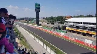 Force India VJM11 during FP1 on main straight, 2018 F1 Spanish GP