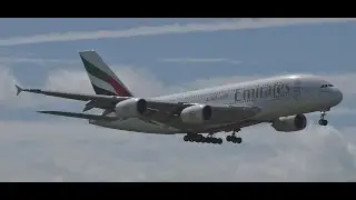 Emirates A380 Hard Crosswind Landing at Birmingham Airport