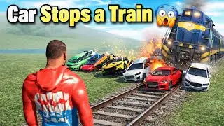 Car vs Train - Impossible Challenge // Car Stops a Train 😱🚆  #indiabikesdriving3d 