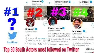 Top 30 South Actors Most Followers on Twitter Social Media | top 30 most popular  actor  on twitter
