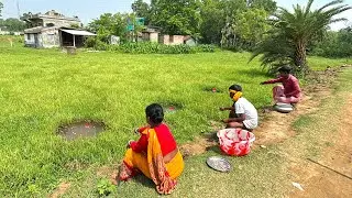 Fishing Video || Three expert fisherman fishing happily in the field canal || Amazing hook fishing