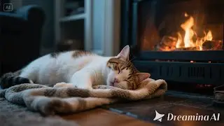 Purring Cats and Fireplace Ambience &ndash; Calming Sounds for Restful Sleep