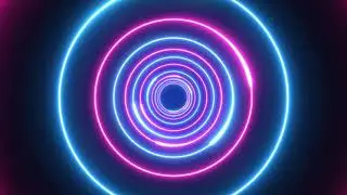 Futuristic Neon Laser Rings of Ultraviolet Fluorescent Light Tunnel 2