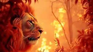 A lion save jungle and animals against fire 🔥😱🦁