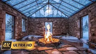 Костёр в Каменной Теплице Среди Снега 🔥 | Глубокое Расслабление