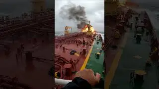 Oil Tanker Engulfed in Flames at Sea #disaster