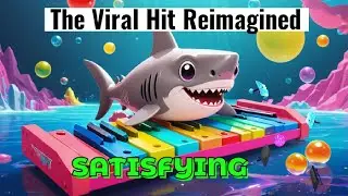 Baby Shark - Marble Music (Full Version with Drum Kit) #marblemusic  #asmr  #satisfying #babyshark