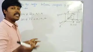 Angle between diagonals of a cube. 3d geometry-inter math IPE easy now Telugu english