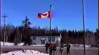 Flag Raising Ceremony with George Stanley, designer of the Canadian Flag, Feb 95