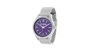 Steve Madden Men's Silvertone Blue Dial Mesh Watch