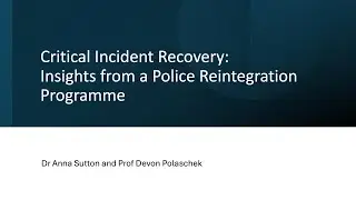 Critical Incident Recovery: Insights from a Police Reintegration Programme