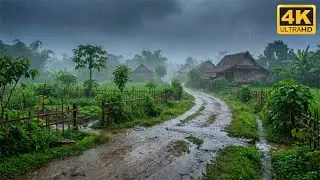 Peaceful Rural Rain at Night 🌧️ 4K Ultra HD ASMR | No Music | Sleep Fast